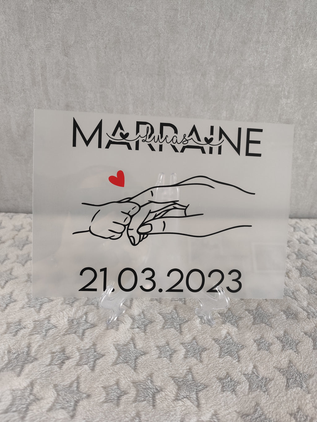 💖 Plaque Plexi personnalisée Parrain & Marraine – Format 21 x 29,7 cm 💖