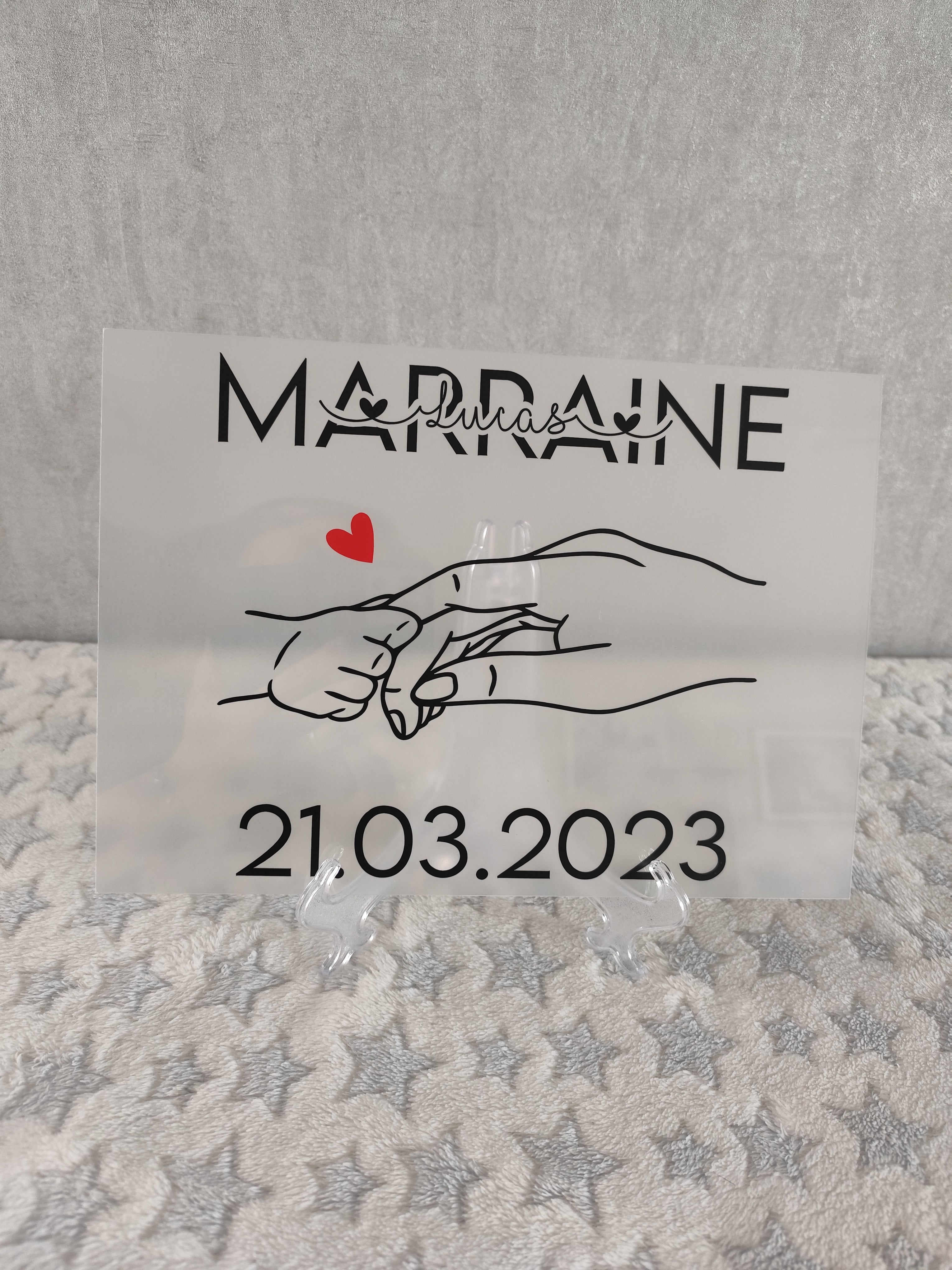 💖 Plaque Plexi personnalisée Parrain & Marraine – Format 21 x 29,7 cm 💖