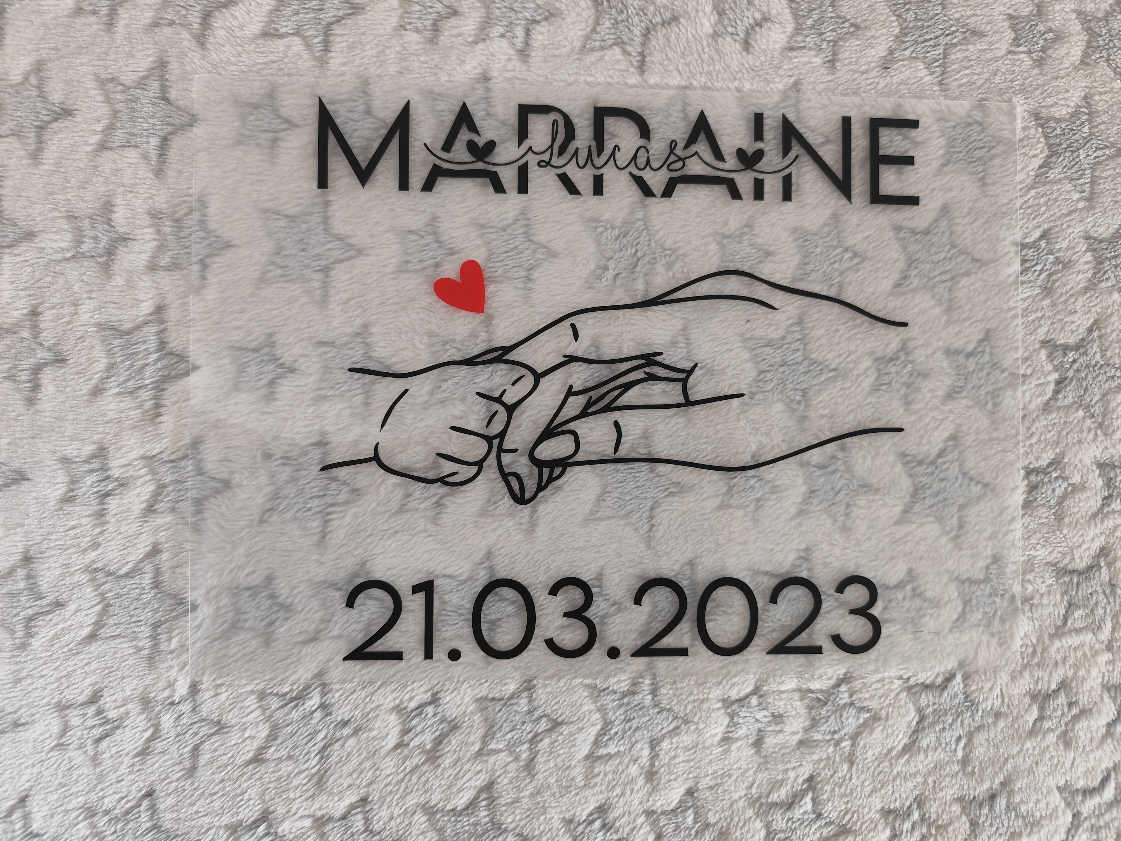 💖 Plaque Plexi personnalisée Parrain & Marraine – Format 21 x 29,7 cm 💖